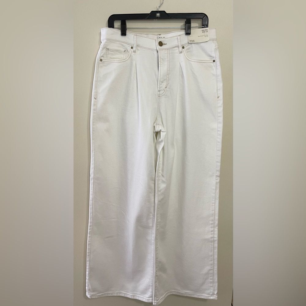 a.n.a Women's High-Rise Wide Leg Pleated Jeans White. Size 10. NWT - Picture 4 of 16